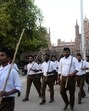 RSS members taking part in Path Sanchalan in Kashi on Sunday. (Rajesh Kumar/HT) RSS members taking part in Path Sanchalan in Kashi on Sunday. (Rajesh Kumar/HT)