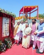 Union Home minister Amit Shah unveils the statue of Maharaja Agrasen, inaugurates the 30-bed ICU unit and lays the foundation stone of the PG hostel at Maharaja Agrasen Medical College, Agroha, in Hisar on Monday. Haryana Chief Minister Nayab Saini, BJP MP Naveen Jindal and his mother and Independent MLA Savitri Jindal also present. (ANI Photo) (ANI) Union Home minister Amit Shah unveils the statue of Maharaja Agrasen, inaugurates the 30-bed ICU unit and lays the foundation stone of the PG hostel at Maharaja Agrasen Medical College, Agroha, in Hisar on Monday. Haryana Chief Minister Nayab Saini, BJP MP Naveen Jindal and his mother and Independent MLA Savitri Jindal also present. (ANI Photo) (ANI)