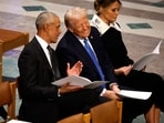 President Donald Trump and former President Barack Obama at Jimmy Carter's funeral service President Donald Trump and former President Barack Obama at Jimmy Carter's funeral service