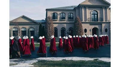 The Handmaid’s Tale (2017) is the kind of future that we didn’t expect – a world that looks largely like our own, no fancy AI or shiny new tech. (Courtesy Hulu) The Handmaid’s Tale (2017) is the kind of future that we didn’t expect – a world that looks largely like our own, no fancy AI or shiny new tech. (Courtesy Hulu)