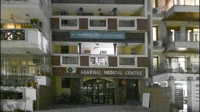 Agarwal Medical Centre in Greater Kailash 1 in south Delhi on March 30. (HT Photo)