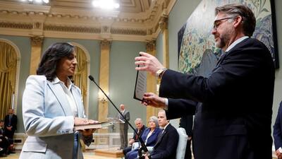 Canadian Innovation, Science and Industry Minister Anita Anand, is sworn-in to Cabinet at Rideau Hall in Ottawa, Ontario, on March 14. (REUTERS) Canadian Innovation, Science and Industry Minister Anita Anand, is sworn-in to Cabinet at Rideau Hall in Ottawa, Ontario, on March 14. (REUTERS)