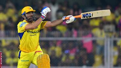 Chennai Super Kings' Mahendra Singh Dhoni plays a shot during the IPL match against Rajasthan Royals. (AFP)