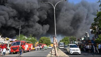 Multiple CCTV videos were also circulated on social media platforms, showing a cloud of thick smoke billowing out of the factory. (Sunil Ghosh/HT Photo) Multiple CCTV videos were also circulated on social media platforms, showing a cloud of thick smoke billowing out of the factory. (Sunil Ghosh/HT Photo)
