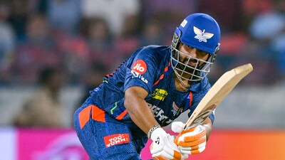 Lucknow Super Giants' captain Rishabh Pant plays a shot. (PTI) Lucknow Super Giants' captain Rishabh Pant plays a shot. (PTI)