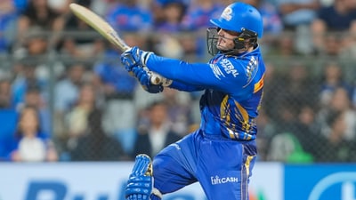 Chasing 117 runs, MI cruised to 121/2 in 12.5 overs, as Ryan Rickelton hammered 62* off 41 balls. (PTI)