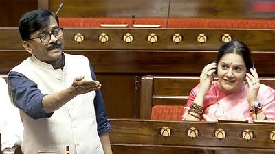 Shiv Sena (UBT) MP Sanjay Raut speaks in the Rajya Sabha during the Budget Session of Parliament on Friday. (ANI Photo) Shiv Sena (UBT) MP Sanjay Raut speaks in the Rajya Sabha during the Budget Session of Parliament on Friday. (ANI Photo)