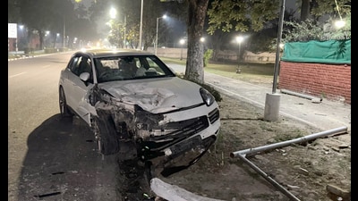 The March 10 accident on the Sector 4/9 dividing road in Chandigarh had led to the death of a 27-year-old scooterist. (HT)