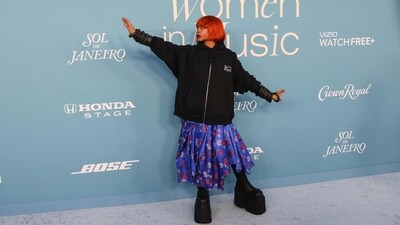 US singer and songwriter Erykah Badu arrives for the Billboard Women in Music, honoring US rapper and singer Doechii as Billboard Woman of the Year, at YouTube Theater at Hollywood Park in Inglewood, California, on March 29, 2025. (Photo by ETIENNE LAURENT / AFP) (AFP)