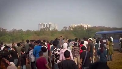 UoH students detained for protesting against land development plan, released later (Screen grab of video posted on X by @KTRBRS) UoH students detained for protesting against land development plan, released later (Screen grab of video posted on X by @KTRBRS)