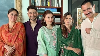 Kareena Kapoor celebrates Eid with her family, including Kunal Kemmu, Soha Ali Khan, Saba Pataudi, and Saif Ali Khan. Kareena Kapoor celebrates Eid with her family, including Kunal Kemmu, Soha Ali Khan, Saba Pataudi, and Saif Ali Khan.
