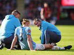Haaland suffered an ankle injury during City’s 2-1 FA Cup quarter-final win at Bournemouth on Sunday. Haaland suffered an ankle injury during City’s 2-1 FA Cup quarter-final win at Bournemouth on Sunday.