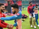 Virat Kohli met Mohammed Siraj at the training session in Bengaluru. Virat Kohli met Mohammed Siraj at the training session in Bengaluru.