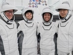 This image provided by SpaceX shows from left: Eric Philips, a polar guide from Australia; Rabea Rogge, a robotics researcher from Germany; Norwegian filmmaker Jannicke Mikkelsen and Chun Wang, a Chinese-born bitcoin investor who is paying for the whole spaceflight and now lives in Malta. (SpaceX via AP) This image provided by SpaceX shows from left: Eric Philips, a polar guide from Australia; Rabea Rogge, a robotics researcher from Germany; Norwegian filmmaker Jannicke Mikkelsen and Chun Wang, a Chinese-born bitcoin investor who is paying for the whole spaceflight and now lives in Malta. (SpaceX via AP)