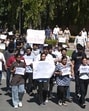Students of UIET, PU, where deceased Aditya Thakur was a student, taking out a protest march on the varsity campus on Monday. (Keshav SIngh/HT) Students of UIET, PU, where deceased Aditya Thakur was a student, taking out a protest march on the varsity campus on Monday. (Keshav SIngh/HT)