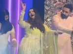 Aishwarya Rai grooves to Kajra Re with Abhishek Bachchan and Aaradhya Bachchan. Aishwarya Rai grooves to Kajra Re with Abhishek Bachchan and Aaradhya Bachchan.