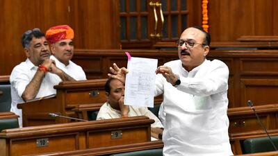 Ashish Sood during the Budget session of the Delhi Assembly on Tuesday. (HT Photo) Ashish Sood during the Budget session of the Delhi Assembly on Tuesday. (HT Photo)