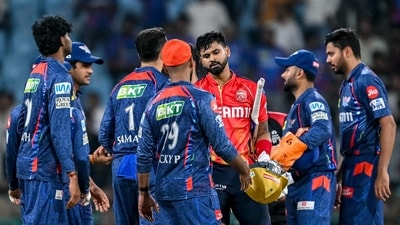 Iyer shared an unbeaten stand of 67 runs off 37 balls with Nehal Wadhera, who finished on 43 off 25 balls. Iyer finished the chase with a six and PBKS won it with nearly four overs to spare. (AFP) Iyer shared an unbeaten stand of 67 runs off 37 balls with Nehal Wadhera, who finished on 43 off 25 balls. Iyer finished the chase with a six and PBKS won it with nearly four overs to spare. (AFP)
