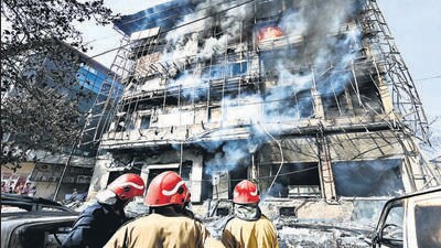 Fire officials said that the blaze was doused by 4.30pm on Tuesday. (Sanjeev Verma/HT Photo)