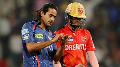 Digvesh Rathi gave a send off to PBKS opener Priyansh Arya Digvesh Rathi gave a send off to PBKS opener Priyansh Arya