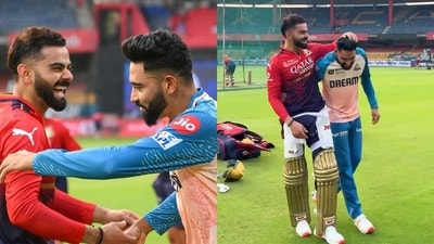 Virat Kohli met Mohammed Siraj at the training session in Bengaluru. (X/@RCBTweets) Virat Kohli met Mohammed Siraj at the training session in Bengaluru. (X/@RCBTweets)