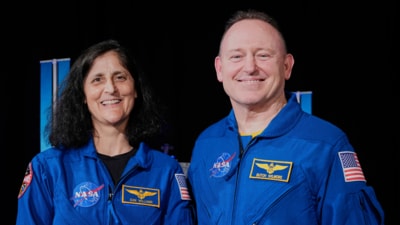 Astronauts Suni Williams and Butch Wilmore pose for a photo at Johnson Space Center on Monday, March 31, 2025, in Houston, U.S. (AP) Astronauts Suni Williams and Butch Wilmore pose for a photo at Johnson Space Center on Monday, March 31, 2025, in Houston, U.S. (AP)