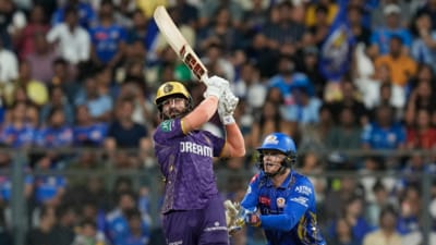 KKR batter Ramandeep Singh bats against MI KKR batter Ramandeep Singh bats against MI