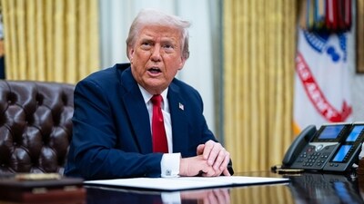 US President Donald Trump speaks during an executive order signing in the Oval Office of the White House in Washington, DC, US, on Monday, March 31, 2025. (Bloomberg) US President Donald Trump speaks during an executive order signing in the Oval Office of the White House in Washington, DC, US, on Monday, March 31, 2025. (Bloomberg)