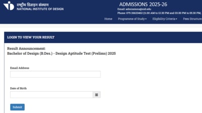 NID DAT result 2025 for BDes prelims out, direct link and mains exam details (Official website, screenshot) NID DAT result 2025 for BDes prelims out, direct link and mains exam details (Official website, screenshot)