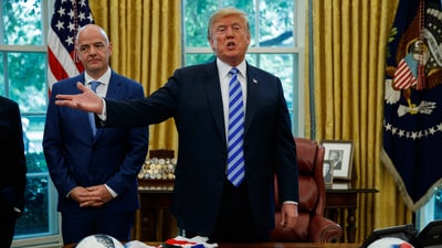 President Donald Trump speaks to reporters during a meeting in the Oval Office of the White House (AP) President Donald Trump speaks to reporters during a meeting in the Oval Office of the White House (AP)