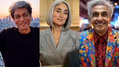 A glimpse of how AI reimagined Shah Rukh Khan, Kareena Kapoor and Ranveer Singh, among others, as veterans. A glimpse of how AI reimagined Shah Rukh Khan, Kareena Kapoor and Ranveer Singh, among others, as veterans.