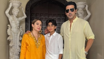Zayed Khan shared a picture of himself with his wife and son while posting the Eid greeting. (Instagram) Zayed Khan shared a picture of himself with his wife and son while posting the Eid greeting. (Instagram)