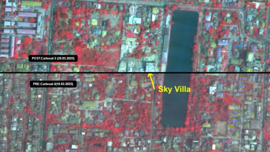 The most horrific destruction was seen around the Ava Bridge. (ISRO)