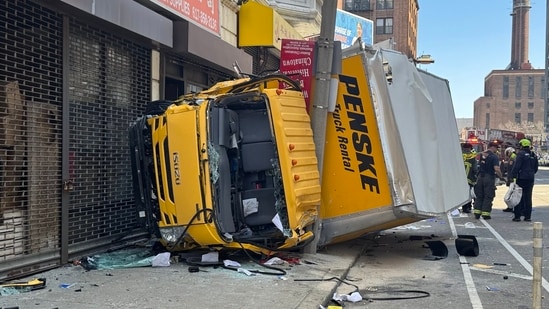 A Penske truck hit several pedestrians in Boston’s Chinatown neighborhood. (X/ Boston Fire Department)