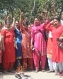 Anganwadi workers holding a protest in Ludhiana on Tuesday. (Gurpreet Singh/HT)