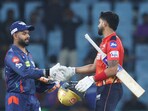 Lucknow Super Giants' captain Rishabh Pant, left, congratulates Punjab Kings' captain Shreyas Iyer after his team win during the Indian Premier League Lucknow Super Giants' captain Rishabh Pant, left, congratulates Punjab Kings' captain Shreyas Iyer after his team win during the Indian Premier League