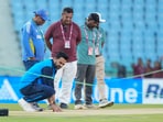 Zaheer Khan inspects the pitch at Lucknow's Ekana Stadium Zaheer Khan inspects the pitch at Lucknow's Ekana Stadium