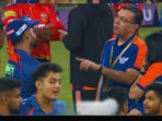 LSG owner Sanjiv Goenka talking to captain Rishabh Pant