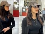 Priyanka Chopra gets clicked at the airport in an all-black attire. 