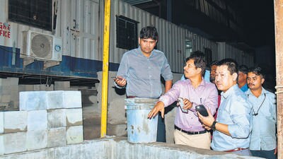 Abhijit Bangar visited the ready-mix concrete plant at Turbhe on Tuesday night to check if the quality of cement met the prescribed quality control requirements. Abhijit Bangar visited the ready-mix concrete plant at Turbhe on Tuesday night to check if the quality of cement met the prescribed quality control requirements.