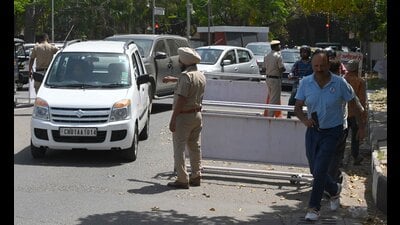 Checking was intensified at the gates and traffic jams were reported at peak hours. Usually, PU security staff deputes two guards at the gates, but there were six security guards posted per gate on Tuesday. (Keshav Singh/HT)