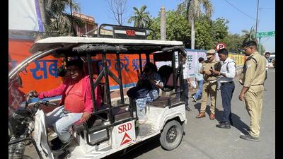 Enforcement teams took action against 444 illegal e-rickshaws in the Agra division, 377 in Lucknow, 277 in Kanpur, 257 in Ghaziabad, 216 in Jhansi, 161 in Varanasi, 140 in Aligarh, 135 in Ayodhya, and 120 in Moradabad, said additional transport commissioner (enforcement). (File Photo) Enforcement teams took action against 444 illegal e-rickshaws in the Agra division, 377 in Lucknow, 277 in Kanpur, 257 in Ghaziabad, 216 in Jhansi, 161 in Varanasi, 140 in Aligarh, 135 in Ayodhya, and 120 in Moradabad, said additional transport commissioner (enforcement). (File Photo)