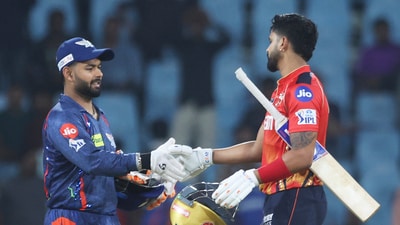 Lucknow Super Giants' captain Rishabh Pant, left, congratulates Punjab Kings' captain Shreyas Iyer after his team win during the Indian Premier League (AP) Lucknow Super Giants' captain Rishabh Pant, left, congratulates Punjab Kings' captain Shreyas Iyer after his team win during the Indian Premier League (AP)