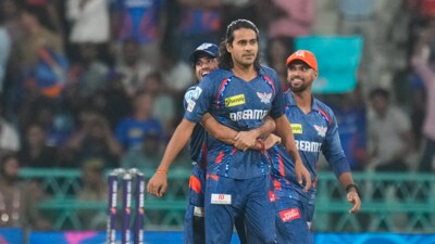 LSG players celebrate after Digvesh dismisses Priyansh Arya (PTI) LSG players celebrate after Digvesh dismisses Priyansh Arya (PTI)