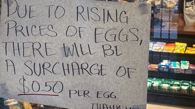 In February 2025, the average retail egg price was around $5.90 per dozen. (Reuters)