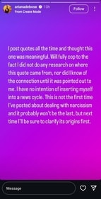 Ariana via her Instagram Stories. Ariana via her Instagram Stories.