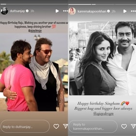 Sanjay Dutt and Kareena Kapoor wished Ajay on Instagram Stories.