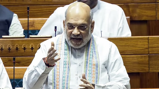 Union Home Minister Amit Shah speaks on the Waqf Amendment Bill in Lok Sabha during the Budget Session of the Parliament, in New Delhi on Wednesday. (Sansad TV)