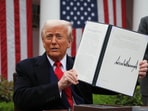 US President Donald Trump signed the executive order on tariffs during his press conference at the White House's Rose Garden.