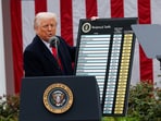US President Donald Trump delivers remarks on tariffs in the Rose Garden at the White House in Washington on April 2